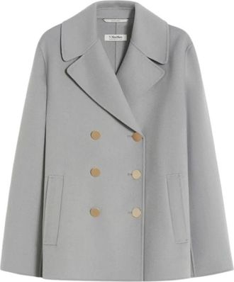 Max Mara Wollen jas van breedlaken - Dames - Blazers - Blauw - L - Wol - Jassen