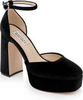 Badgley Mischka Jayda Ankle Strap Platform Pump in Black Velvet at Nordstrom Rack, Size 11
