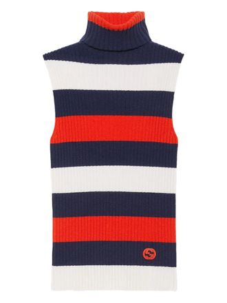 Gucci striped roll-neck top - Blue