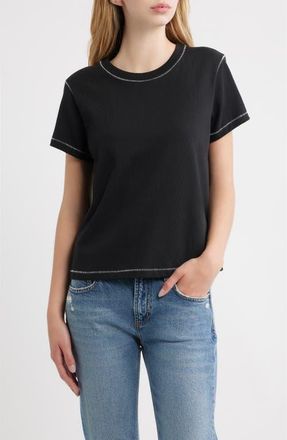 Rails Girlfriend Cotton T-shirt with Contrast Stitching in Black Contrast Stitch at Nordstrom, Size Xx-Small
