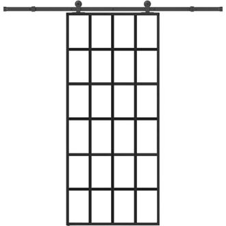 vidaXL Vidaxl - Puerta Corredera Con Set Herrajes Vidrio Esg Aluminio 90x205 Cm