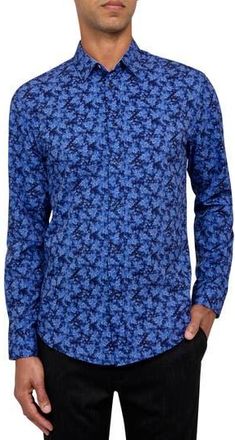 Brooklyn Brigade Abstract Floral Performance Shirt in Light Blue/Navy at Nordstrom Rack, Size Xx-Large