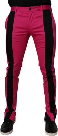 Dolce & Gabbana Pink Black Stripe Slim Fit Men Dress Mens Pants