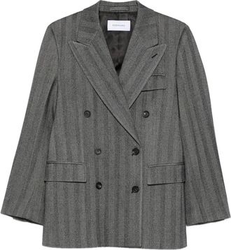 Ferragamo Gestreept jack met dubbeke rij knopen - Grijs