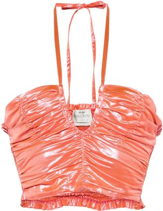 Forte_Forte draped halterneck top - women - Polyester/Metallized Polyester - I - Pink
