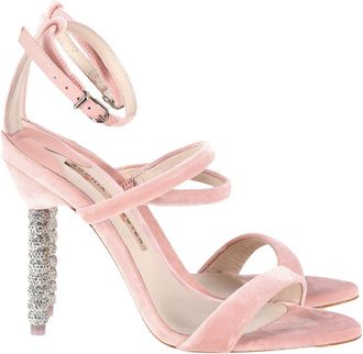 Sophia Webster Womens Velvet Rosalind Crystal Heel Ankle Strap Sandal, Size 37.5, Never Worn (Authentic Pre-Loved)