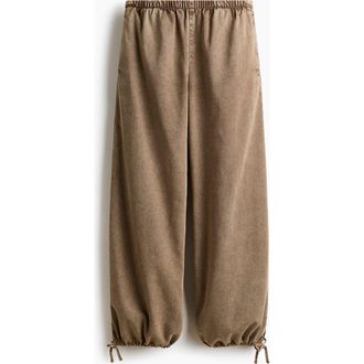 H&M Balloon-leg Denim Trousers in Dark Taupe at Nordstrom, Size Xx-Large