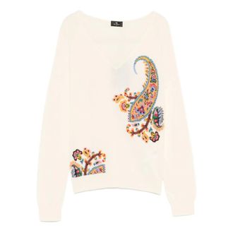 Etro Etro, V-neck Knitwear, female, Multicolor, Size: M Paisley Jacquard Sweater