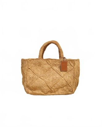 Maneb&igrave; Womens Raffia Sunset Bag In Tan Crochet