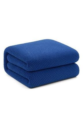 Luxury Home Textured Fleece Throw Blanket in Navy at Nordstrom Rack, Size Queen