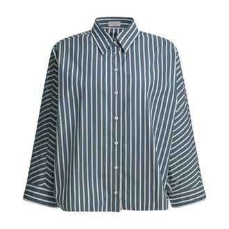 Brunello Cucinelli Brunello Cucinelli, Shirts, female, Blue, Size: XS Striped Cotton Poplin Shirt