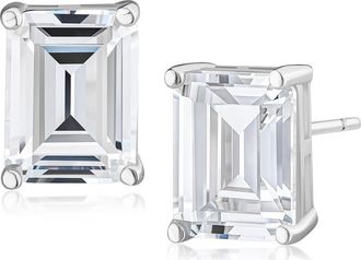 Jardin Emerald Cut Cubic Zirconia Stud Earrings in Sterling Silver at Nordstrom Rack