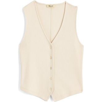 Madewell Rib V-Neck Vest in Vintage Ivory at Nordstrom, Size Xx-Small