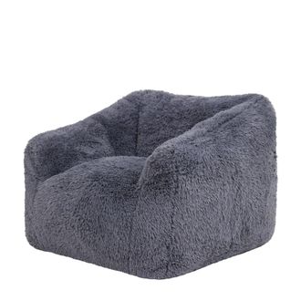 Icon Brand Puf sill&oacute;n puf en imitaci&oacute;n pelo y espuma el&aacute;stica gris