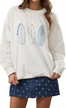 Le Lis Blanc Deux Crew Neck Boat Patchwork Printed Sweatshirt In White