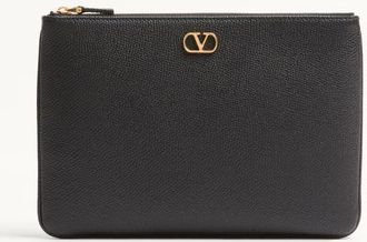 Valentino Garavani Pochette VLogo Signature In Vitello Granato Donna NERO UNI