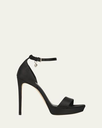 Alexander McQueen 125mm Satin Platform Charm-Strap Sandals