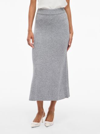 Vila Maxirock VILA VIRIL ANKLE KNIT SKIRT - NOOS, Damen, Gr. XXL (44), grau (medium grau melange), Feinstrick, Obermaterial: 50% Viskose, 28% Polyester, 22