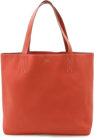 Herm&egrave;s Bougainvillier Red Color Taurillon Clemence Leather Shoulder Bag Tote Bag (Pre-Owned)