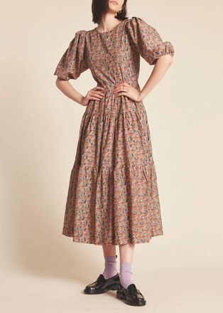 Trovata Daphne Midi Dress In Fan Flower Print