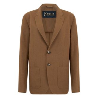 Herno Blazers, male, Brown, Size: XL Single-breasted Blazer