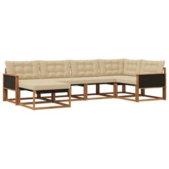 vidaXL Conjunto De Sof&aacute;s De Exterior Con Coj&iacute;n 6 Pcs Natural Y Beige Vidaxl