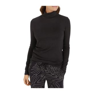 Juvia Modal en katoenen shirt met hoge hals - Dames - Coltruien - Zwart - 2XS - Katoen - Truien & Vesten