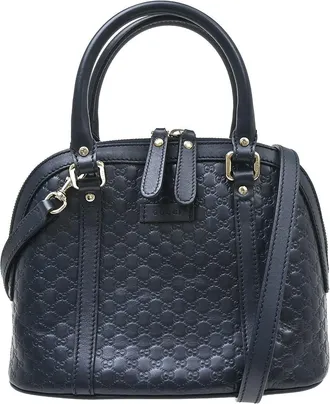 Gucci Convertible Dome Satchel Microguccissima Leather Navy Leather Handbag (Pre-Owned)