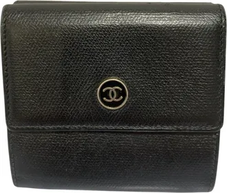 Chanel Black Leather Wallet (Tri-Fold) (Pre-Owned)