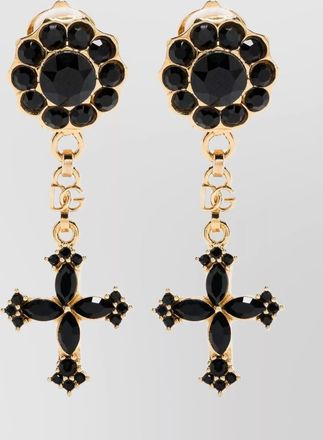 Dolce & Gabbana rhinestone cross drop earrings