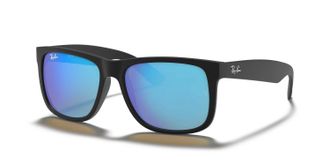 Ray-Ban Mens Justin Mirror Square Sunglasses In Matte Black Blue