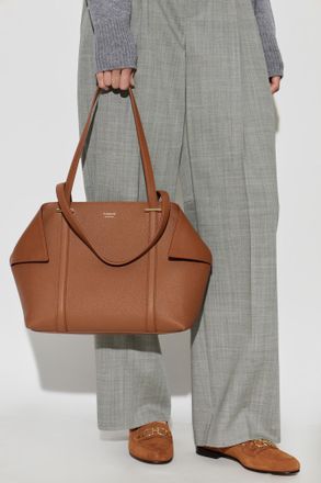 Ferragamo Leather Bag With Logo, Womens, Brown