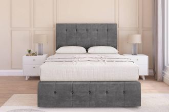 Sloomy Cambridge Plush Divan Set 2 Drawers - 54 Headboard-12 Footboard in Dark Grey | Size: Small Single