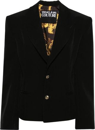 Versace Jeans Couture Zwarte Lace-Up Blazer - Dames - Blazers - Zwart - S - Polyester - Jassen