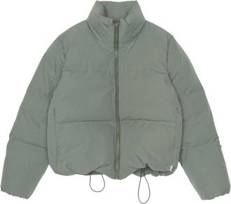 Selfhood Short Puffer Winterjacke f&uuml;r Damen | gr&uuml;n/grau