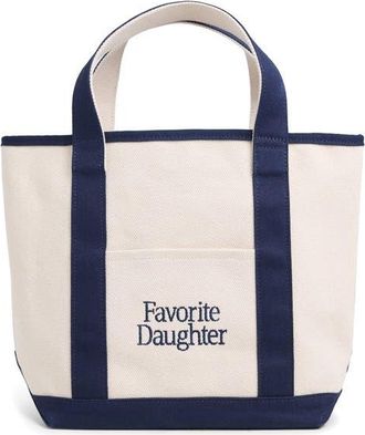 Favorite Daughter Small Logo Embroidered Canvas Tote in Natural at Nordstrom