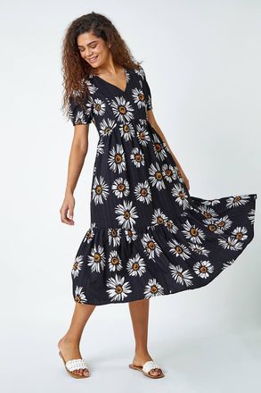 Roman Daisy Frill Hem Midi Dress