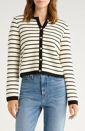 Rails Catania Stripe Cotton Cardigan in Ivory Black Stripe at Nordstrom Rack, Size 2X Regular