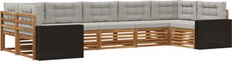 vidaXL Conjunto De Sof&aacute;s De Exterior 7 Uds. Natural Y Gris Claro Vidaxl
