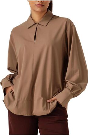 JapanTKY Sotoko Blouse - Dames - Blouses - Bruin - XS - Wol - Overhemden