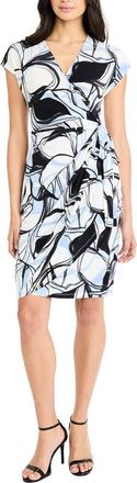 Maggy London Print Wrap Dress in Soft White/Deep Perri at Nordstrom Rack, Size 18 (Similar To 16W)