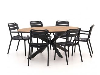 Forza Furniture Forza Vico/Fidenza 220cm ovaal dining tuinset 7-delig stapelbaar