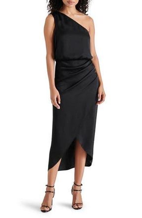 Steve Madden Adele One-Shoulder Satin Maxi Dress in Black at Nordstrom Rack, Size Medium