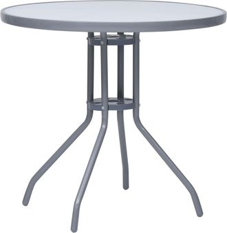 vidaXL Mesa De Jard&iacute;n Acero Y Vidrio Gris Claro 80 Cm Vidaxl