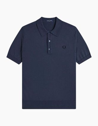Fred Perry Mens Fred Perry Cotton Knitted Polo Shirt - Navy - Size: 40