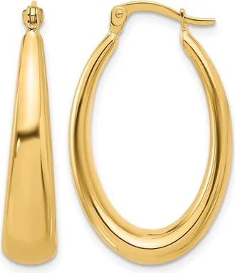 Diamond2Deal 14K Yellow Gold Oval Shape Hoop Earrings