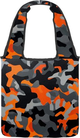Generic Abstract Orange Gray Reversible Canvas Shoulder Tote - Double-Sided Print, 12oz Cotton, 27cm Drop, Fold-Flat Bag for Travel, Shopping, Street Outings