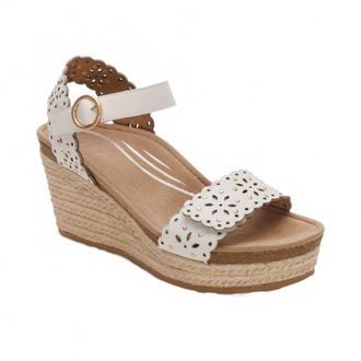 Aetrex Womens Sydney Espadrille Quarter Strap Sandals In Ivory