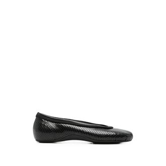 Dries Van Noten Round-toe Snake-effect Ballet Flats