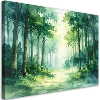 Feeby Impresi&oacute;n De Imagen, Bosque Verde Paisaje Natural En Estilo Escandinavo Boho, 120x80